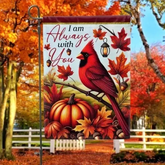 Discover Cardinal Fall Leaves I Am Always With You Flag Graden Flag