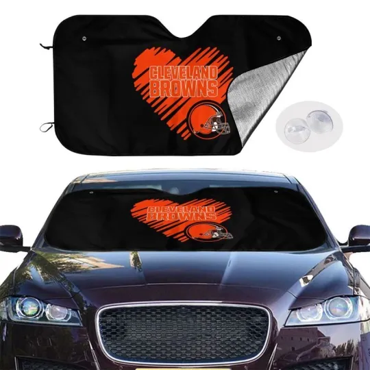 Discover Cleveland Browns Car Windshield Sunshade "Love Style" Black Car Sunshade