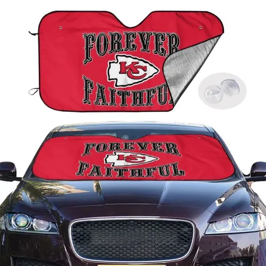 Discover Kansas City Chiefs Car Windshield Sunshade "forever faithul" Sunshade Heatproof
