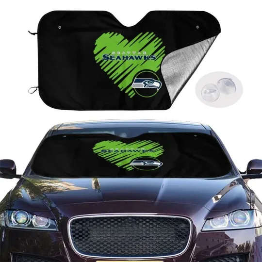 Discover Seattle Seahawks Car Windshield Sunshade "Love Style" Black Car Sunshade