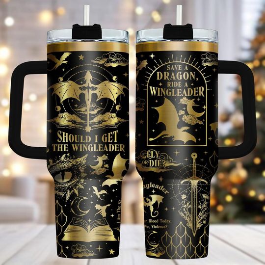 Discover Fantasy Dragon 40oz Tumbler, Engraved Stainless Tumbler With Handle, Adventure Coffee Cup Gift For Her, Holiday Drinkware For Travel, C