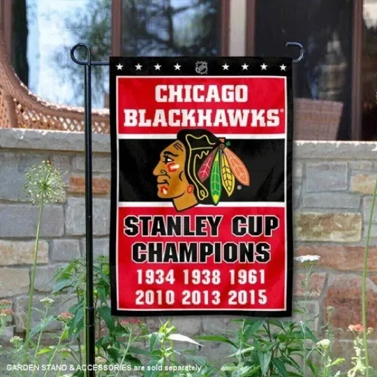 Discover Chicago 6 Time Stanley Cup Champions Flag Graden Flag , Holiday gift, best gift