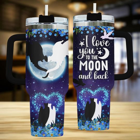 Discover Dragon Love 40 oz Tumbler with Handle, Mystic Dragon and Train Dragon Print Travel Mug for Dragon Lovers
