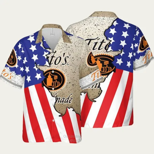 Tito8217s Handmade Vodka American Flag Hawaiian Shirt