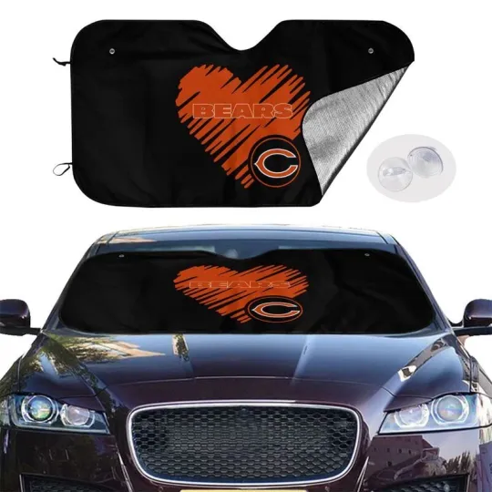 Discover Chicago Bears Car Windshield Sunshade "Love Style" Black Car Sunshade,fans Gift