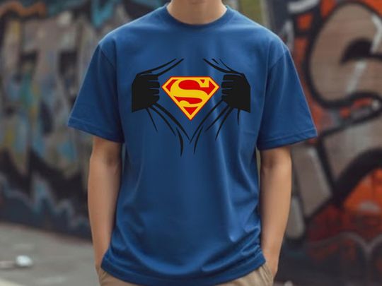Discover Superhero Chest Reveal T-Shirt with S Logo Graphic Design