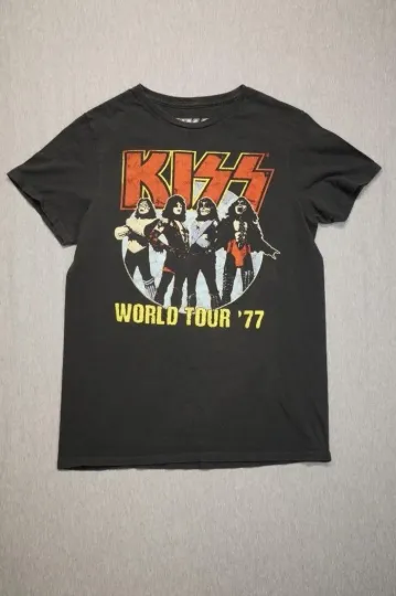 Kiss Band Men's Short Sleeve Rock Concert T-Shirt Black Small