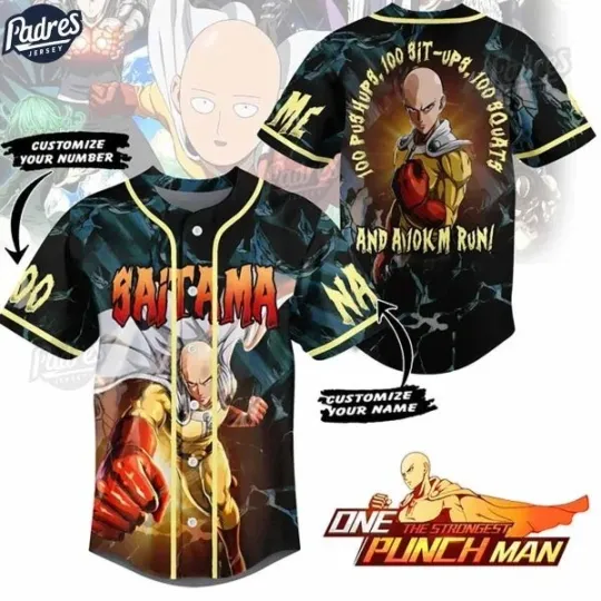 Discover Manga Saitama Custom Baseball Jersey Gift For Fan
