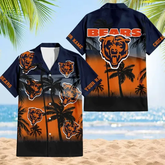 Discover Chicago Football Team Bearss Hawaiian Button Down Shirt