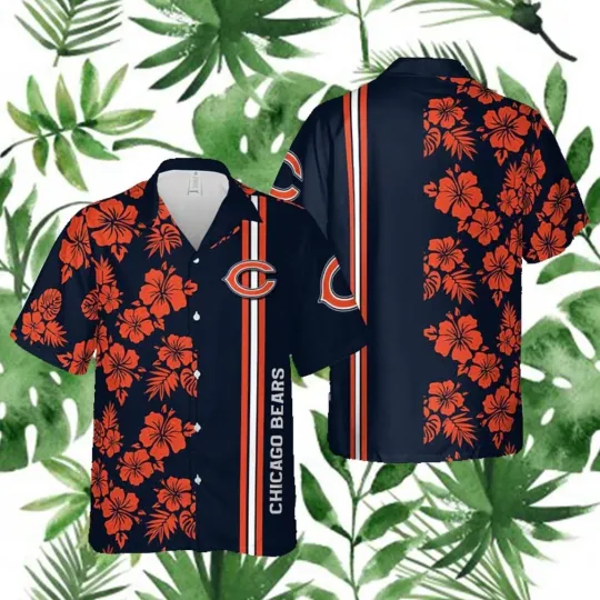 Discover Chicago Football Team Bearss Hawaiian Button Down Shirt