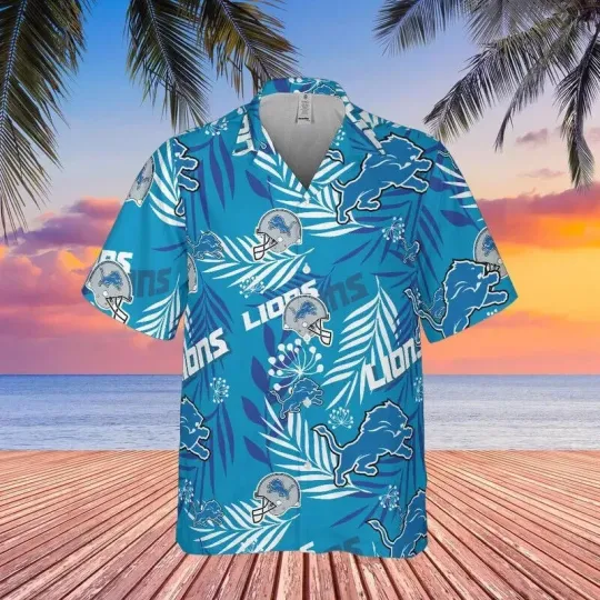 Discover Detroit Football Team Lionss Hawaiian Button Down Shirt