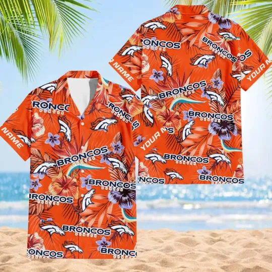 Discover Denver Football Team Broncoss Hawaiian Button Down Shirt