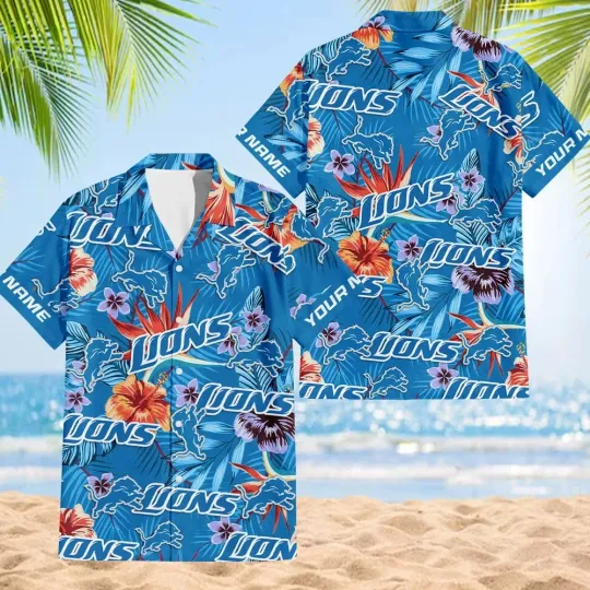 Discover Detroit Football Team Lionss Hawaiian Button Down Shirt