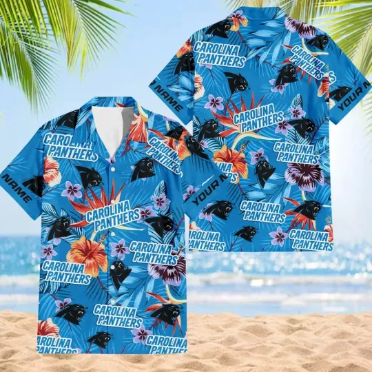 Discover Carolina Football Team Pantherss Hawaiian Button Down Shirt
