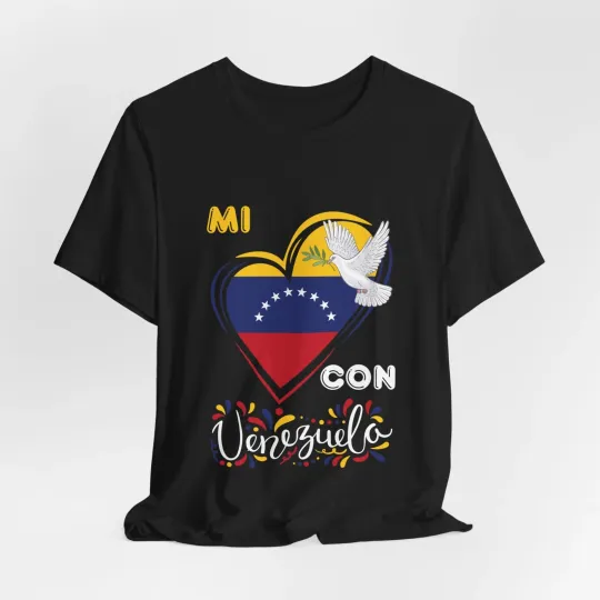 Discover MI CORAZON CON VENEZUELA PAZ Unisex Camisa Camiseta Tee T-Shirt