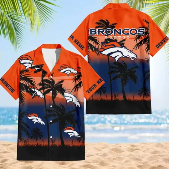 Discover Denver Football Team Broncoss Hawaiian Button Down Shirt