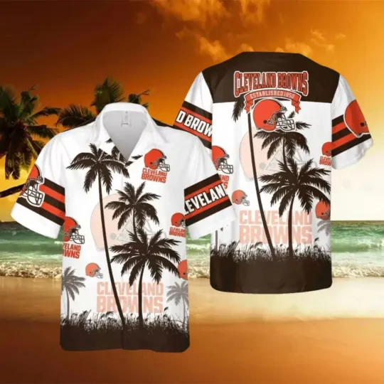 Discover Cleveland Football Team Brownss Hawaiian Button Down Shirt