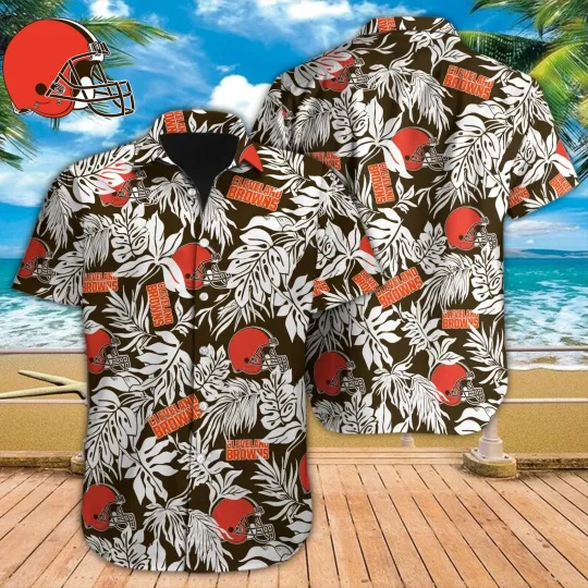 Discover Cleveland Football Team Brownss Hawaiian Button Down Shirt