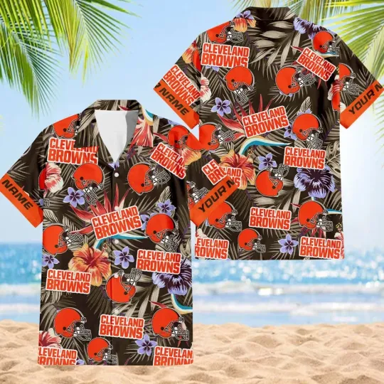 Discover Cleveland Football Team Brownss Hawaiian Button Down Shirt