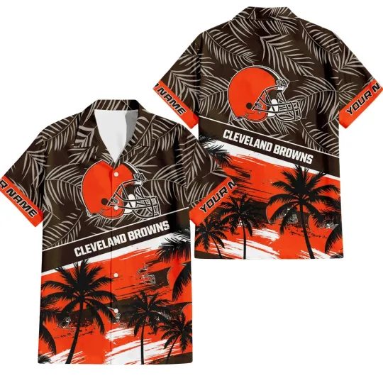 Discover Cleveland Football Team Brownss Hawaiian Button Down Shirt