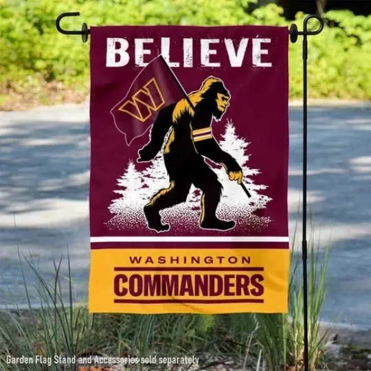 Discover Washington Com-man-ders Bigfoot Sasquatch Believe Flag Graden Flag