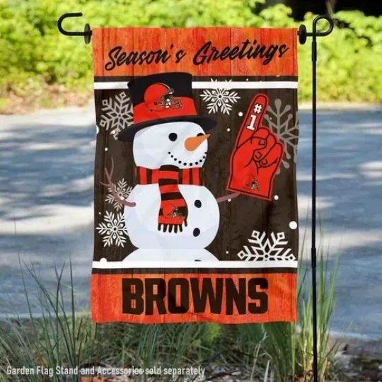 Discover Cle-ve-land Browns Holiday Winter Snow Flag Graden Flag