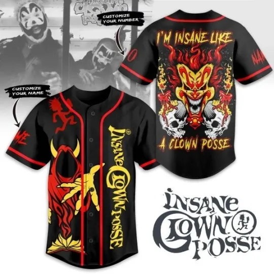 Discover Insane Clown Posse Im Insane Like A Clown Posse In Fire Baseball Jersey