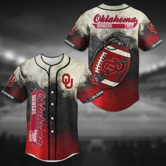 Discover Oklahoma Sooners Grenade Football Fan Baseball Jersey