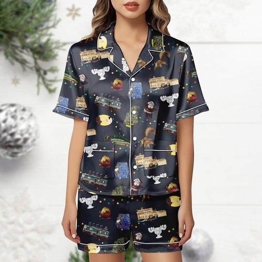 Discover National's Lampoon Pajamas Satin Pajamas, Griswold Pajamas Set, Christmas Vacation Movie Sleepwear, Cozy Christmas Gift for Children &