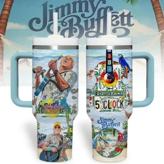Jimmy Buffett Music Custom Stanley Cup 40 oz Tumbler With Handle