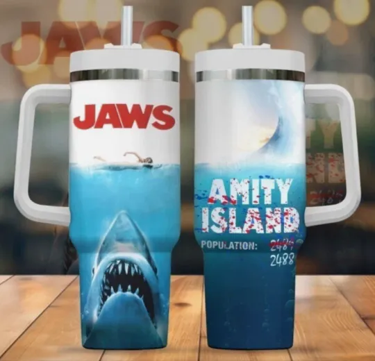 Discover SALE 30% Jaws 40oz Stanley Tumbler The Blue Custom Stanley Tumbler Cup