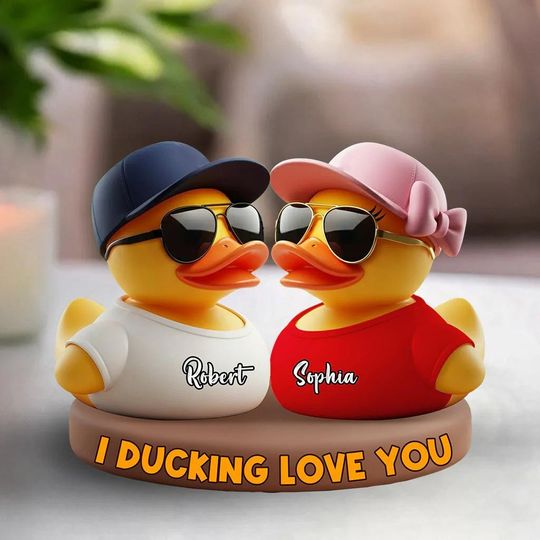 Discover I Ducking Love You Personalized Couple Acrylic Plaque, Funny Ducks Flat Desk Sign, Christmas Valentine Anniversary Couple Gift