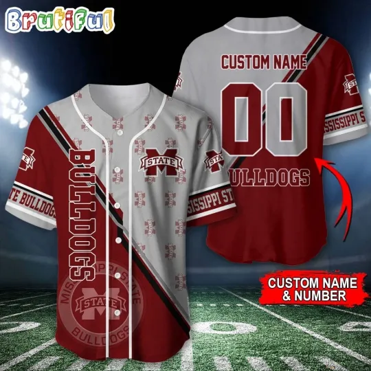 Mississippi State Bulldogs Football Team Personalized Baseball Jersey