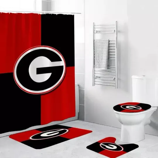 Discover 4pcs College Georgia Shower Curtain Bathroom set