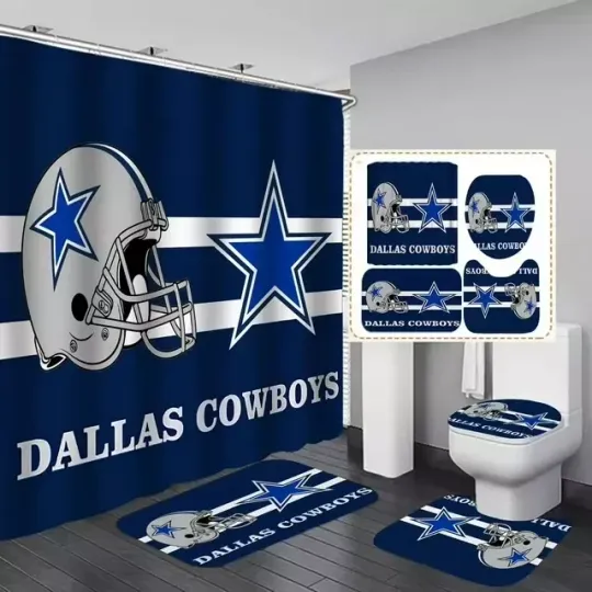 Discover 4PCS Sports Shower Curtain Set American Football Bathroom set
