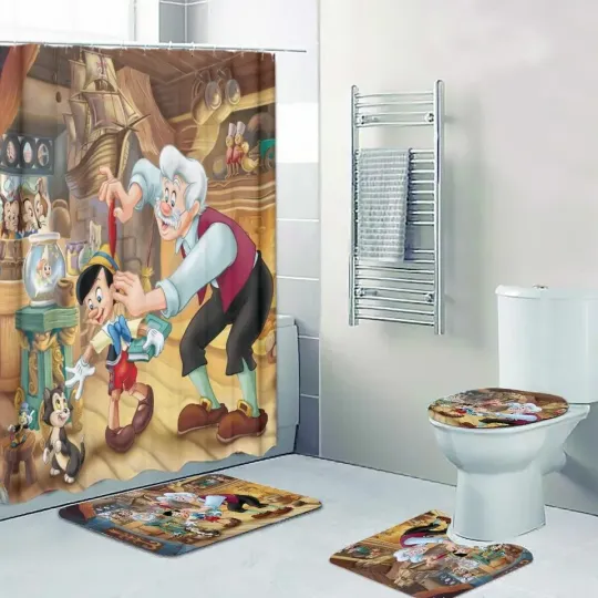 Discover Pinocchio Disney Shower Curtain Set, Bathroom Set