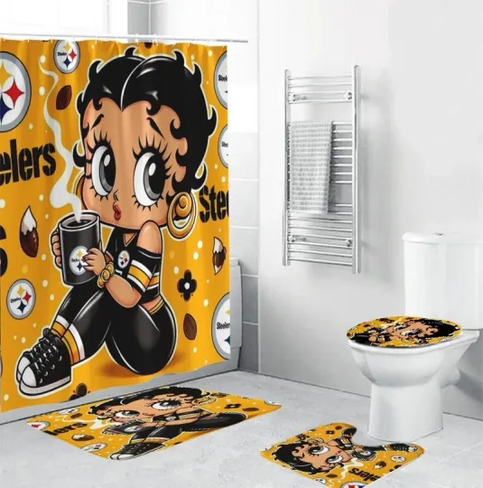 Discover 4pcs Pittsburgh Steeler-Gift Idea Shower Curtain or Bathroom set