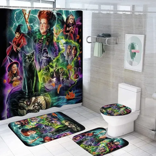 Happy Halloween Hocus Pocus Bathroom Sets, Shower Curtain Sets