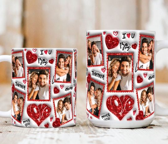 3D Inflated Valentine Mug Wrap, Custom Photo Mug, 11oz 15oz Mug, Valentine Mug, Custom Photo Mug