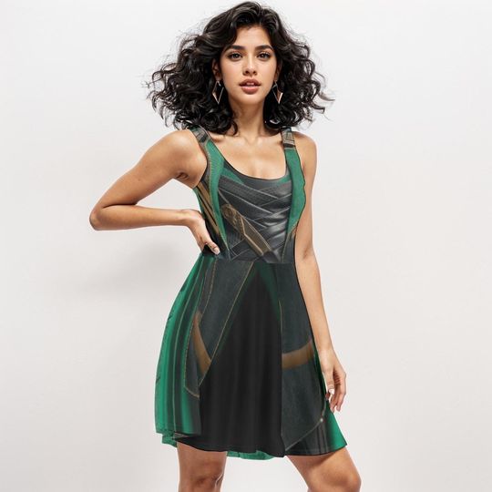 Loki Cosplay Dress Marvel Avengers Skater Dress
