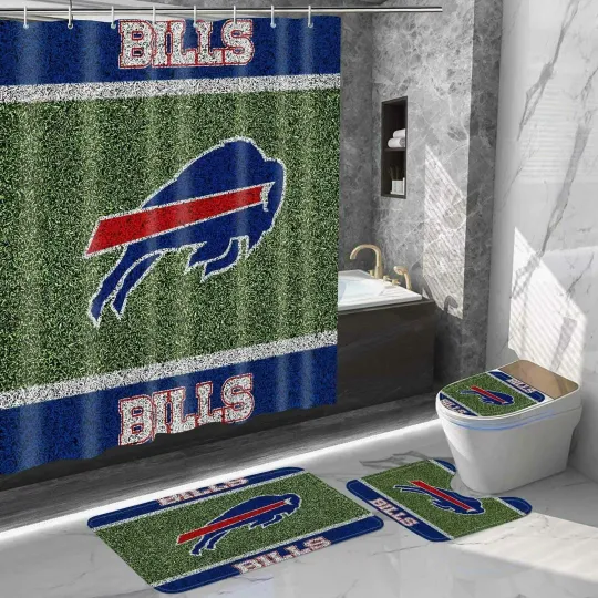 Discover Buffalo Bills Logo Classic Waterproof Bathroom Sets, Shower Curtain Sets