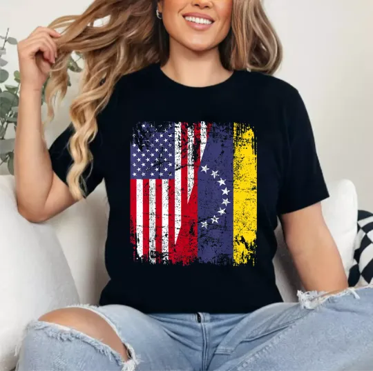 Discover Venezuelan Roots | Half American Flag Venezuela T-Shirt