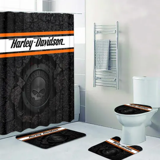 Discover Haarleyy Davidson Legendary Motorcycle v6 Bathroom Sets 4PCS, Shower Curtain or Ba