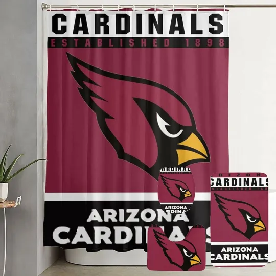 Discover Arizonna Cardinals EST 1898 Logo Sport Bathroom Sets, Shower Curtain Sets