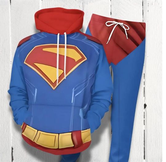 Discover DC Superhero Hoodie and Pants Set: Super Comics Cosplay Costume