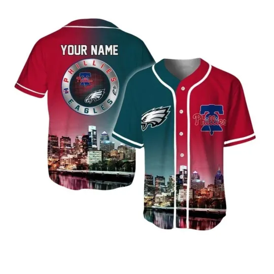 Custom 2025 Philadelphia Phillies Eagles City Edition 3D Print Multicolor Jersey