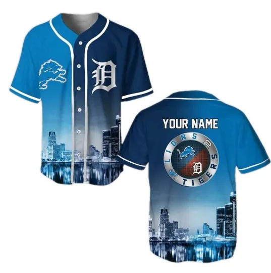 Discover Custom 2026 Detroit Tigers x Lions Skyline Edition 3D Print Multicolor Jersey