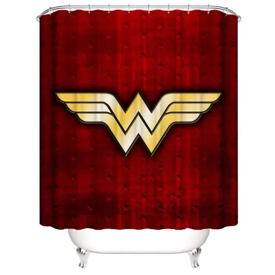 Discover W Symbol Wonder Women Shower Curtain Toilet Seat Rug