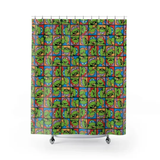 Discover Tmnt Turtle Toon Montage Shower Curtain Toilet Seat Rug