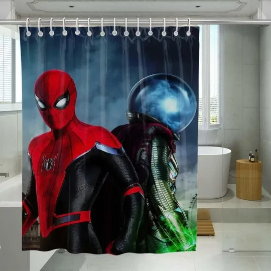 Discover Mysterio And Spiderman Far From Home Shower Curtain Set For Bathroom Decor Best